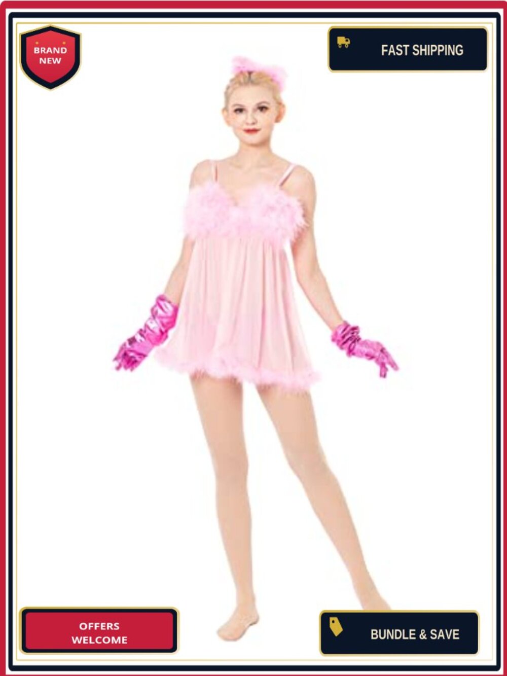 Fembot Costume Dress Suspender Outfit Mesh Feather Cosplay Halloween